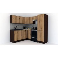 Bucatarie de Colt GENA NEW 8 ST. 180-210, Fara Corp de Cuptor, Wenge / Decor K365